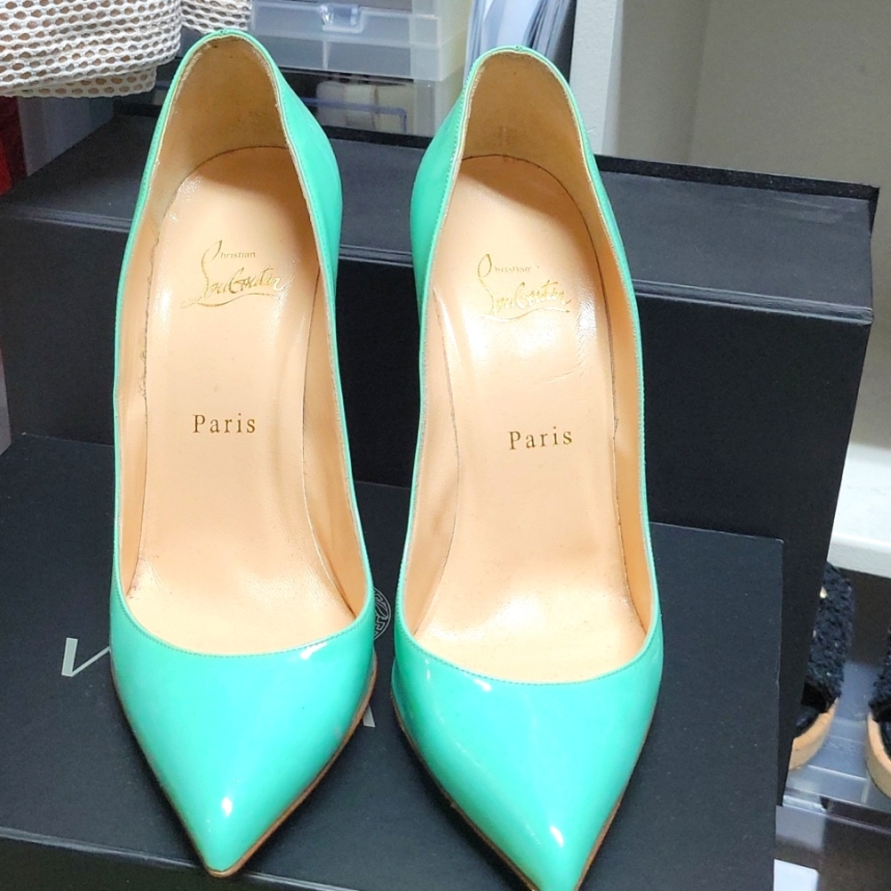 Authentic Christian Louboutin Pigelle  (Robin's egg color)
